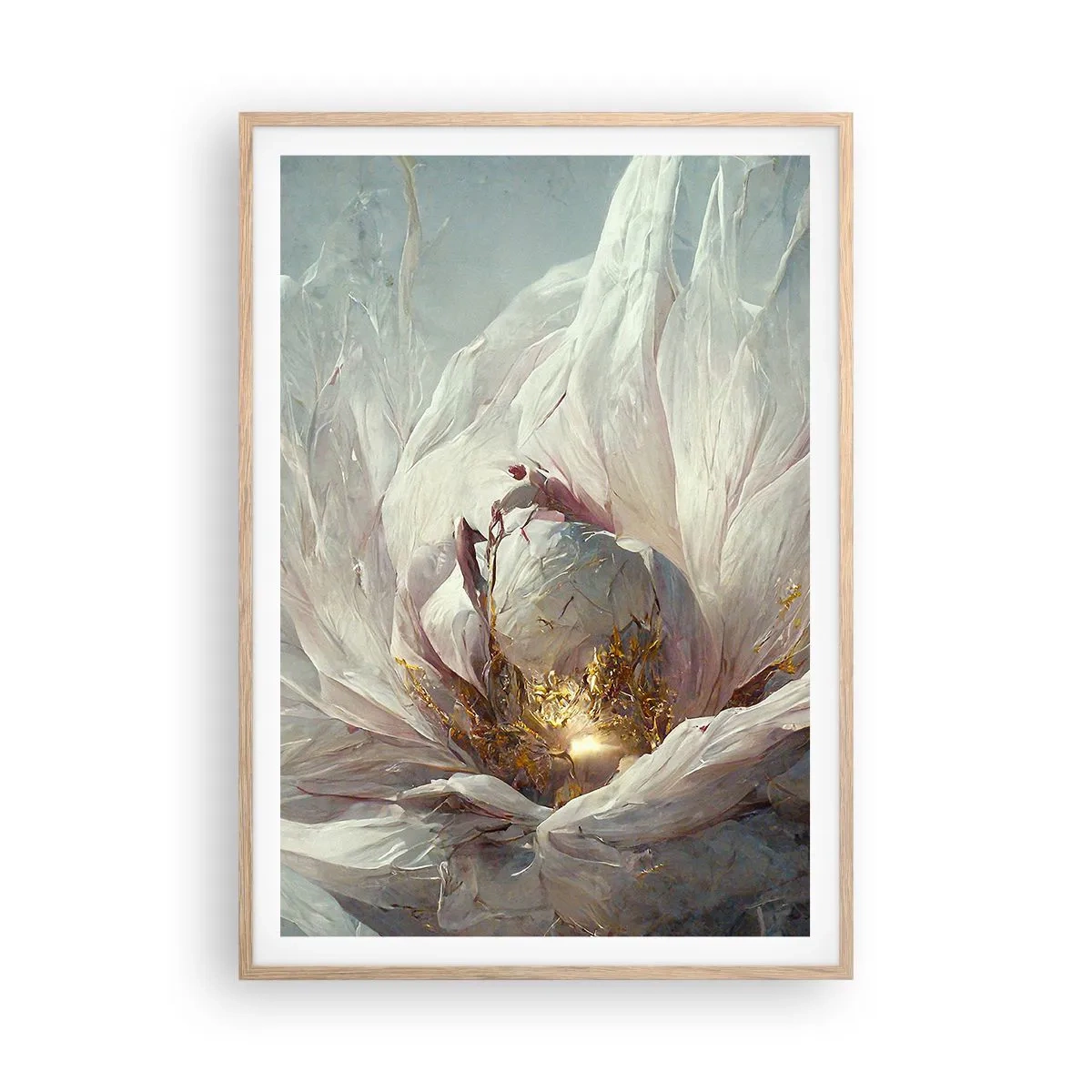 Poster in einem Rahmen aus heller Eiche - Sie blüht alle hundert Jahre einmal - 70x100 cm