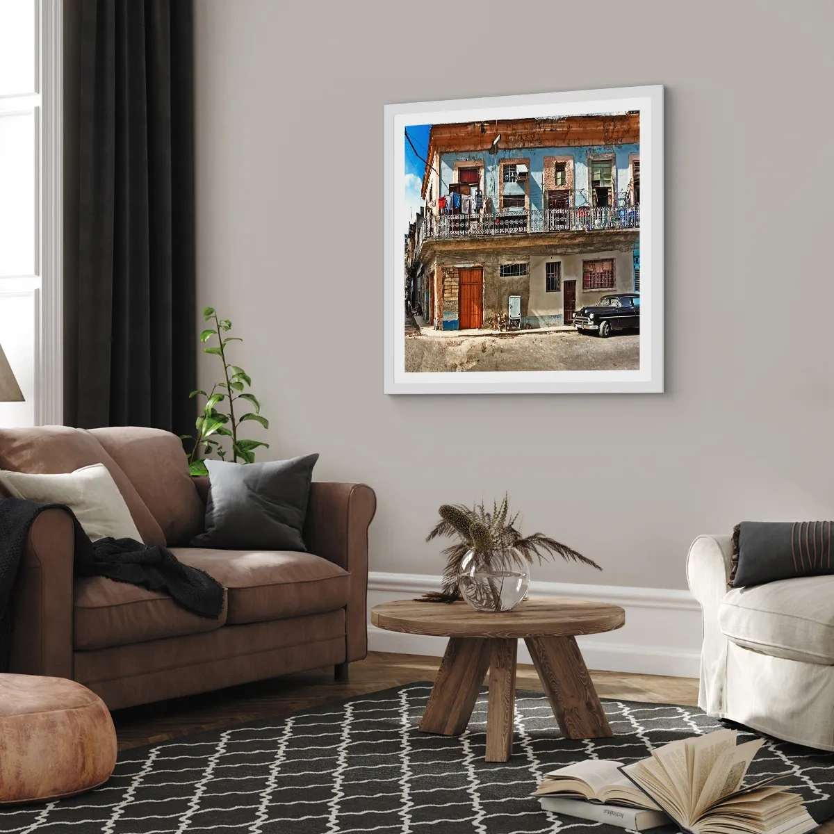 Poster in einem weißen Rahmen - Havanna-Stimmung - 30x30 cm