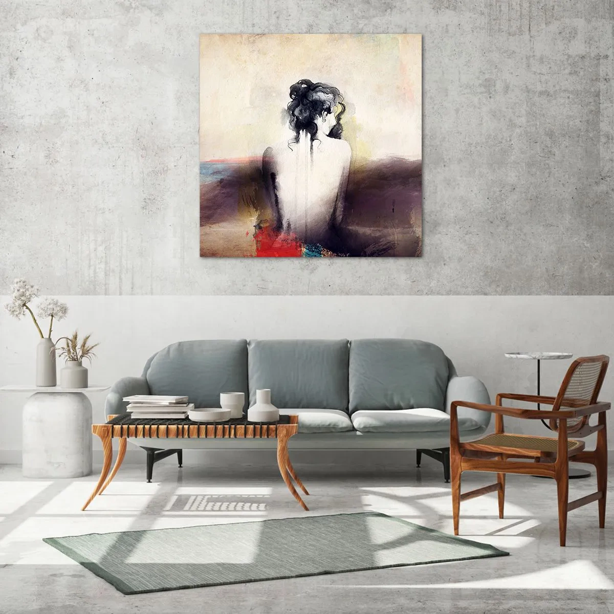 Glasbild - Bild auf glas - Glatte Linien, ovale Formen - 70x70 cm