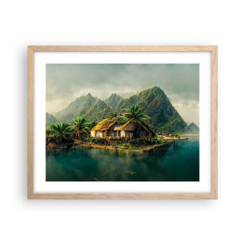 Poster in einem Rahmen aus heller Eiche - Tropisches Paradies - 50x40 cm