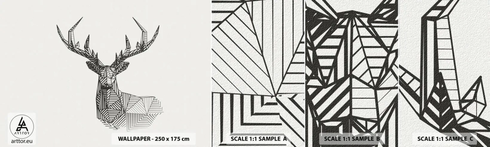 Fototapetenmuster Standard Eco - Ein Hirsch im kubistischen Stil - Abstraktion, Reh, Tiere - 100x30 cm