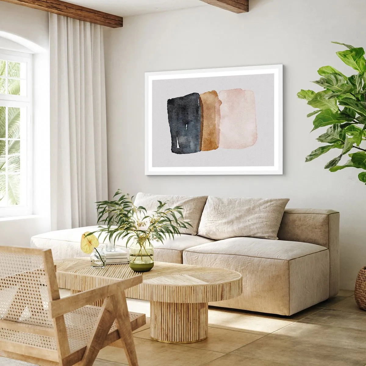 Poster in einem weißen Rahmen - Die Komposition der Farben der Erde - 100x70 cm