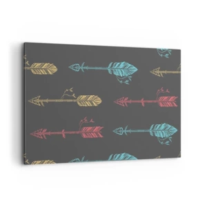 Bild auf Leinwand - Leinwandbild - Stilisiertes Pfeilmuster in Pastellfarben auf dunklem Hintergrund - 120x80cm - In der Verordnung - Moderne Wanddekoration für Wohnzimmer und Schlafzimmer ARTTOR