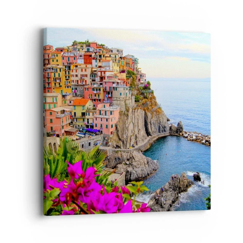 Bild auf Leinwand - Leinwandbild - Lachende Stadt - 40x40 cm