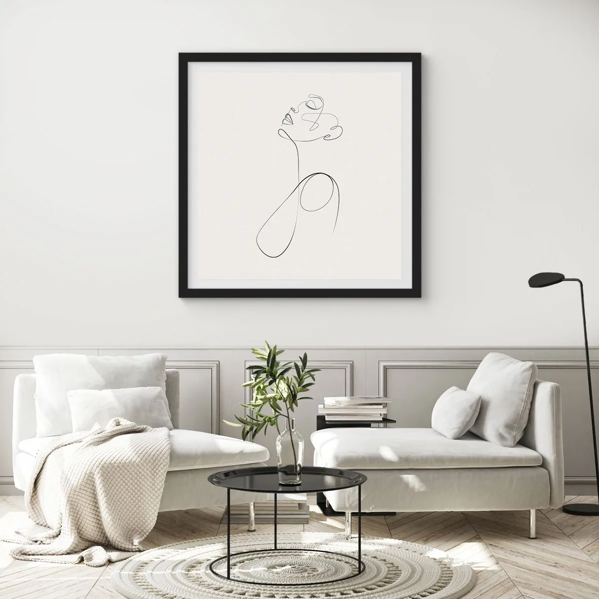 Poster in einem schwarzem Rahmen - Versunken in Träumen - 30x30 cm