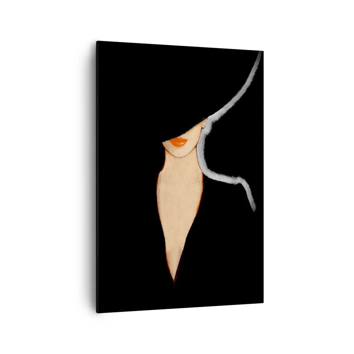 Bild auf Leinwand - Leinwandbild - Silhouette einer Frau mit Hut auf schwarzem Hintergrund - 70x100cm - Eleganz und Stil - Moderne Wanddekoration für Wohnzimmer und Schlafzimmer ARTTOR