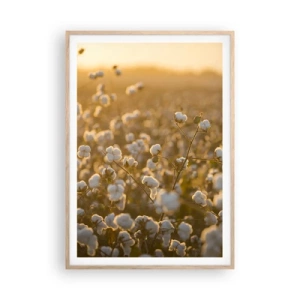 Poster in einem Rahmen aus heller Eiche - Fluffiges Feld - 70x100 cm