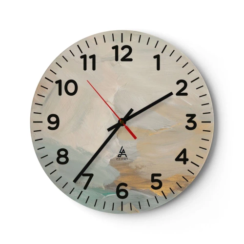 Wanduhr - Glasuhr - Abstraktion – das Land der Sanftheit - 40x40 cm