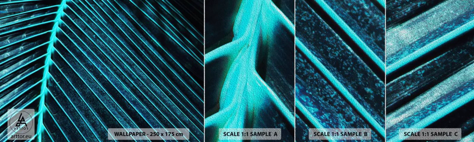 Fototapeten Muster Premium Sand - Grüne Textur - Blatt, Makro, Tropisch - 100x30 cm