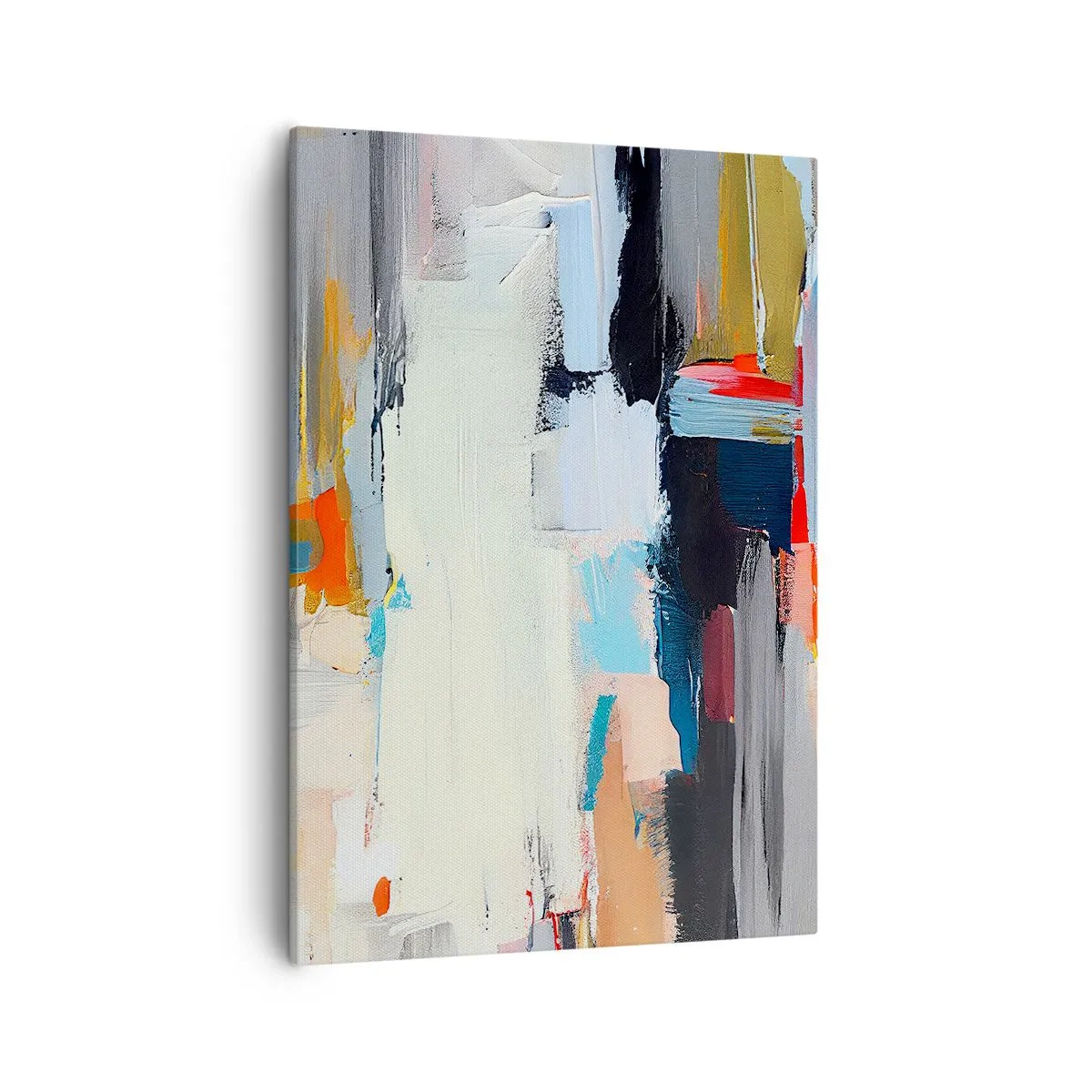 Bild auf Leinwand - Leinwandbild - Farbenfrohe Abstraktion mit dynamischen Pinselstrichen - 50x70cm - Gibt es eine Methode? - Moderne Wanddekoration für Wohnzimmer und Schlafzimmer ARTTOR