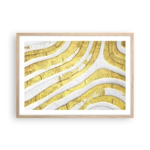 Poster in einem Rahmen aus heller Eiche - Komposition in Weiß und Gold - 70x50 cm