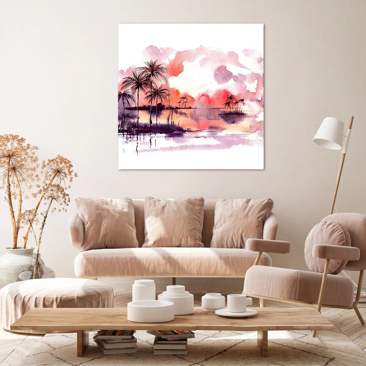 Bild auf Leinwand - Leinwandbild - Die Ruhe der Tropen in Rot - 40x40 cm