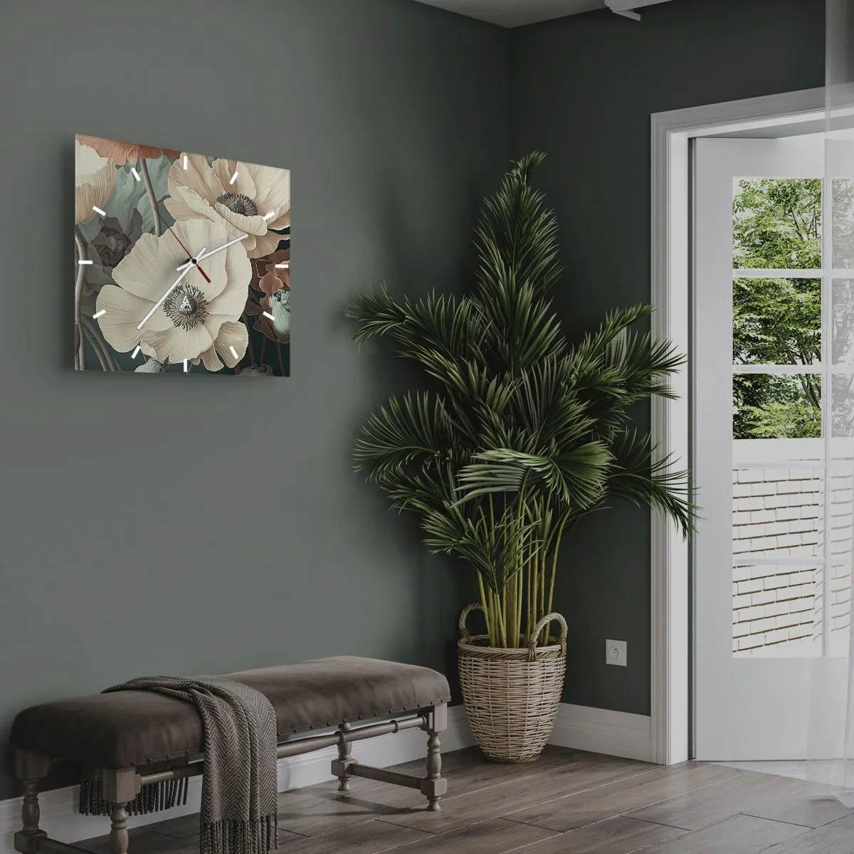 Wanduhr - Glasuhr - Flüstern von Mohnblumen - 40x40 cm