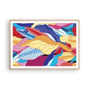 Poster in einem Rahmen aus heller Eiche - Buntes Durcheinander - 100x70 cm