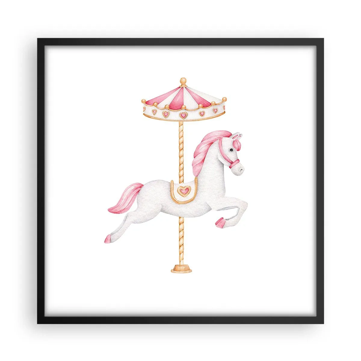 Poster in einem schwarzem Rahmen - Er legte los - 50x50 cm