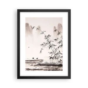 Poster in einem schwarzem Rahmen - Die Stille der Reisfelder - 30x40 cm