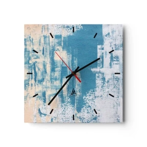 Wanduhr - Glasuhr - Abstrakte Komposition in Blau- und Weißtönen - 30x30cm - Durch einen Eiszapfen - Moderne Wanddekoration für Wohnzimmer und Schlafzimmer ARTTOR