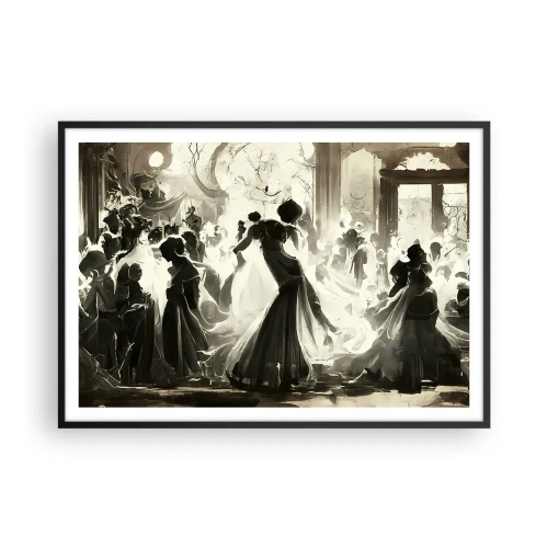 Poster in einem schwarzem Rahmen - Ball im Retro-Stil in Schwarz und Weiß - 100x70cm - Die große Maskerade - Moderne Wanddekoration für Wohnzimmer und Schlafzimmer ARTTOR
