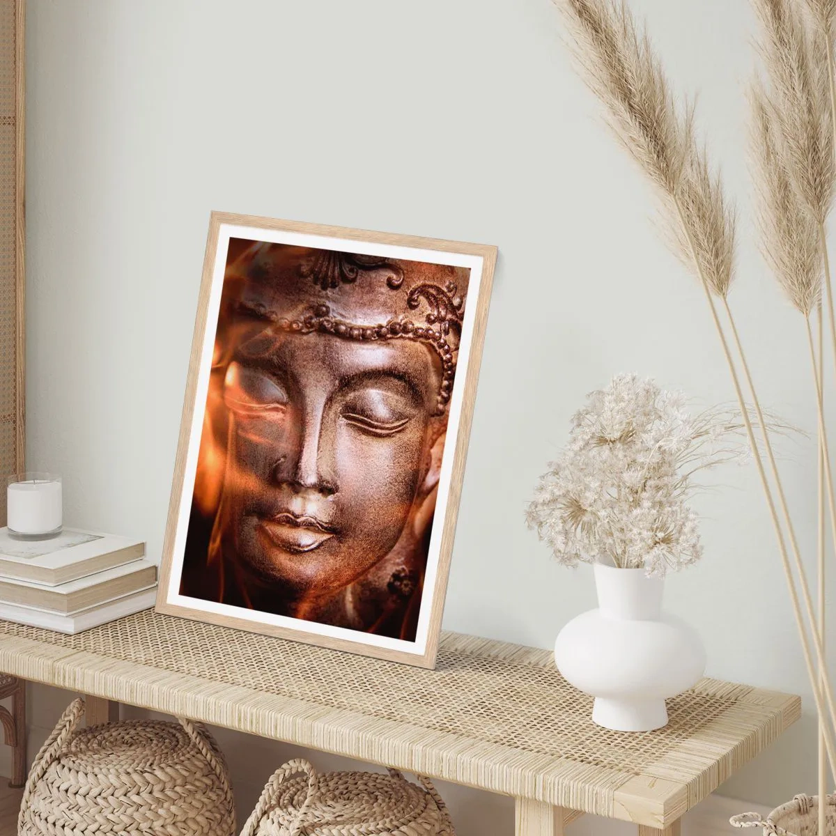 Poster in einem Rahmen aus heller Eiche - Es existiert nur hier und jetzt - 70x100 cm