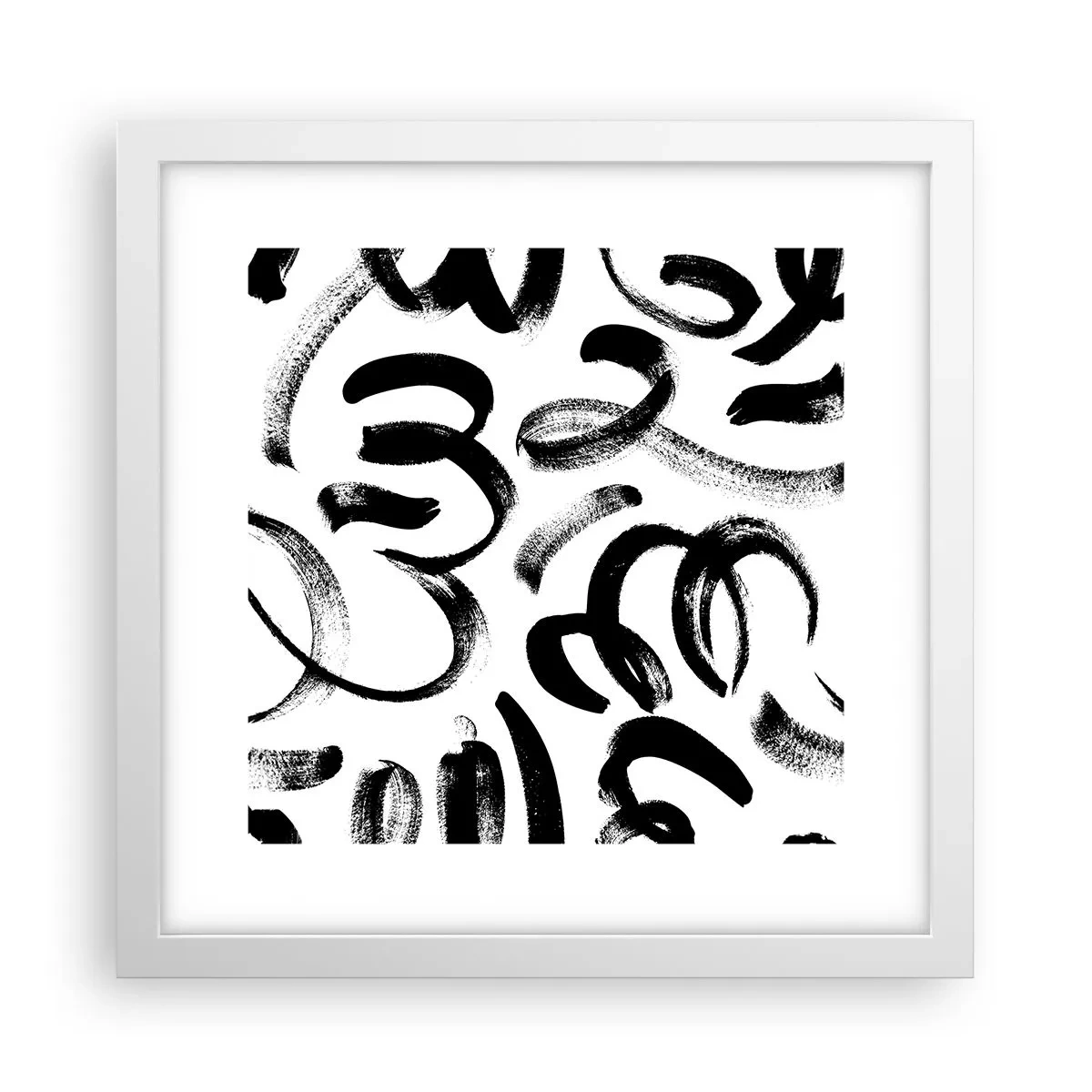 Poster in einem weißen Rahmen - Schwarz auf Weiß - 30x30 cm