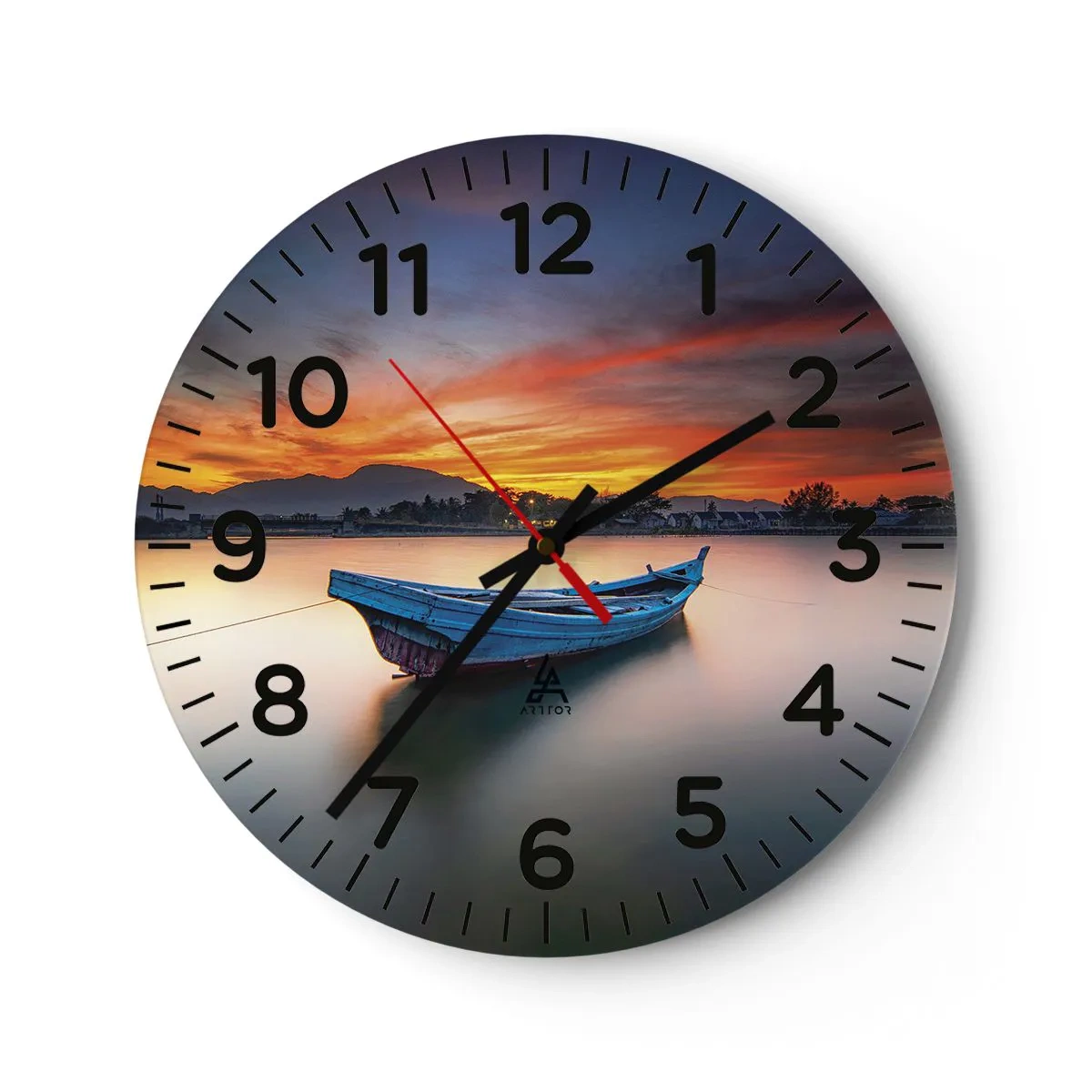 Wanduhr - Glasuhr - Eine gute Nacht kommt - 40x40 cm