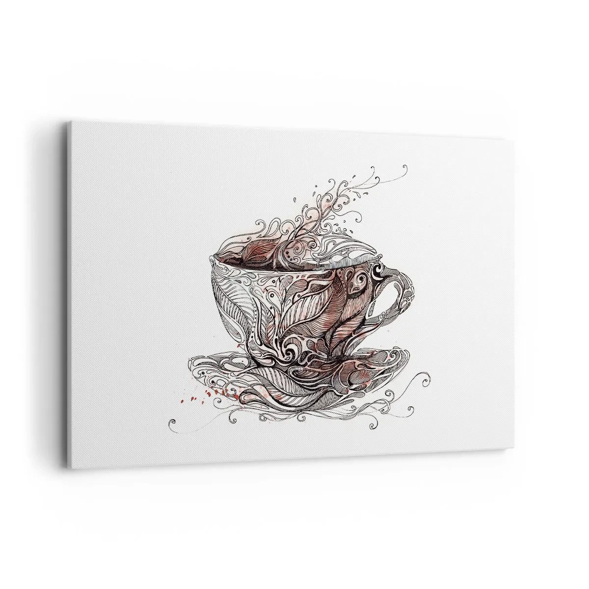 Bild auf Leinwand - Leinwandbild - Dekorative Kaffeetasse mit kunstvollem Muster - 120x80cm - Tee für alles - Moderne Wanddekoration für Wohnzimmer und Schlafzimmer ARTTOR