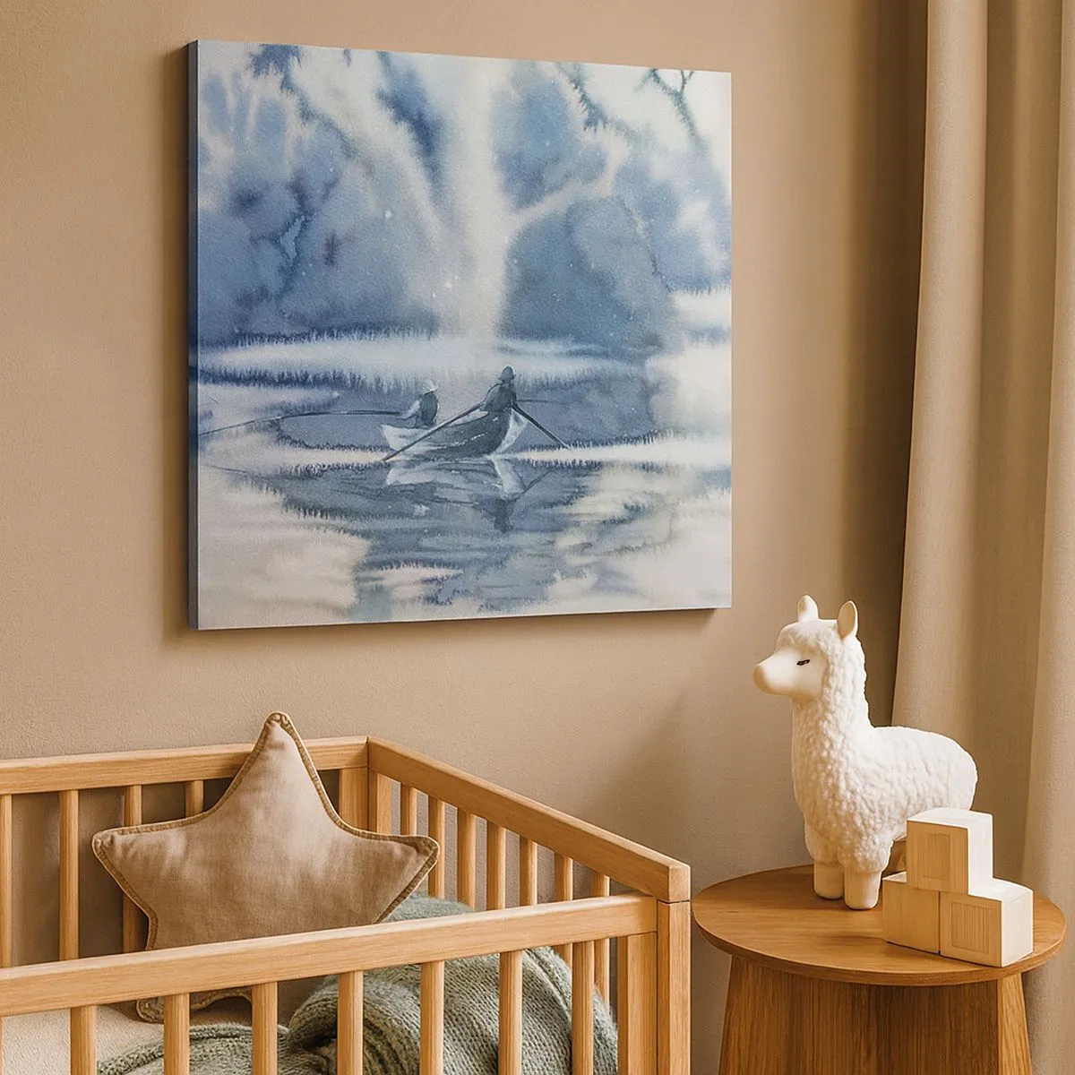 Bild auf Leinwand - Leinwandbild - Angler in ihrem Paradies - 30x30 cm