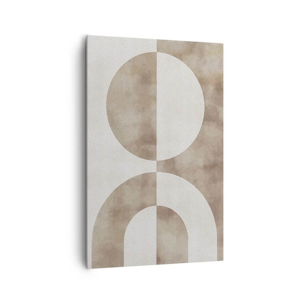 Bild auf Leinwand - Leinwandbild - Ein abstraktes Gemälde in Beigetönen mit geometrischen Formen und Symmetrie. - 80x120cm - Ähnlichkeiten und Unterschiede - Moderne Wanddekoration für Wohnzimmer und Schlafzimmer ARTTOR