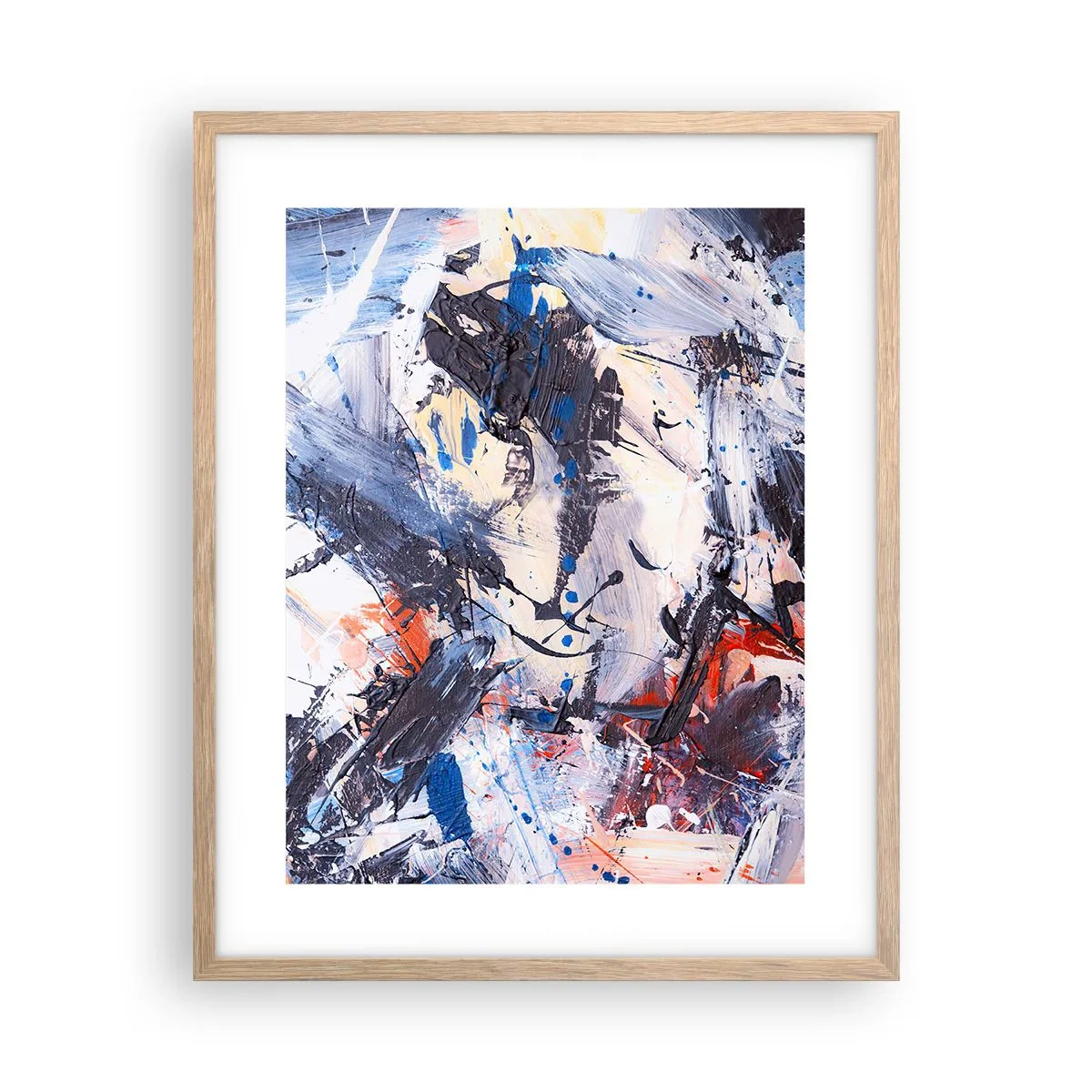 Poster in einem Rahmen aus heller Eiche - Verrückter Tanz der Abstraktion - 40x50 cm
