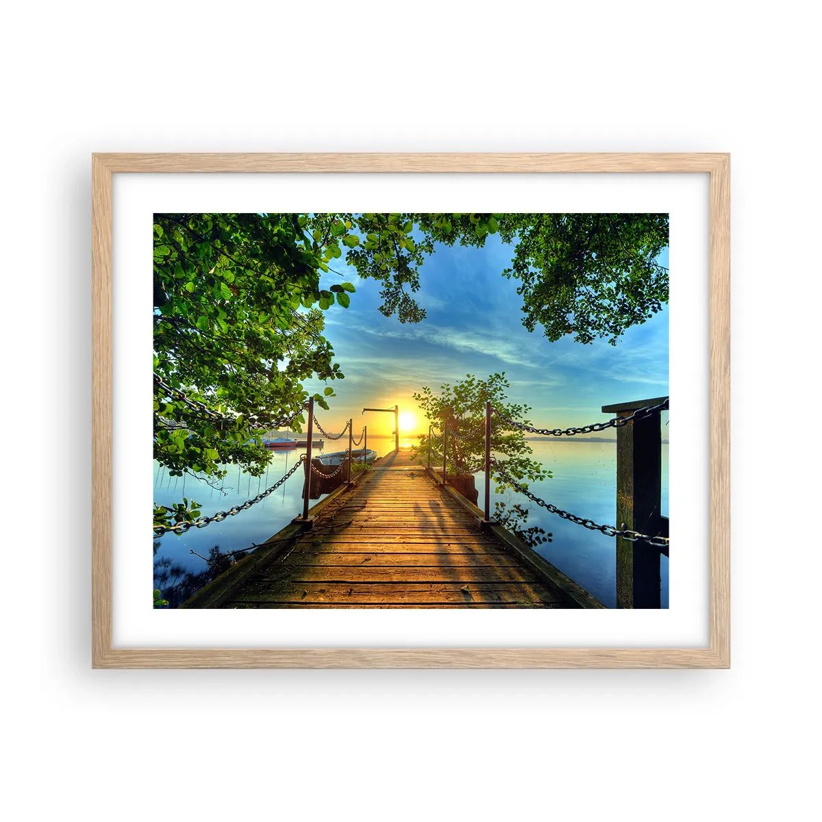 Poster in einem Rahmen aus heller Eiche - Westen auf dem Wasser - 50x40 cm