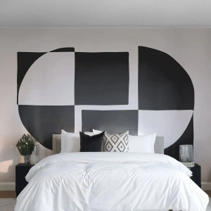 Fototapete Standard Eco - Abstrakte geometrische Schwarz-Weiß-Komposition - 100x70cm - Antithese - Synthese - Moderne Wanddekoration für Wohnzimmer und Schlafzimmer ARTTOR