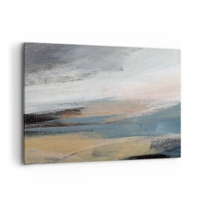 Bild auf Leinwand - Leinwandbild - Abstrakte Landschaft in gedämpften Blau- und Beigetönen - 100x70cm - Abstraktion: nördliche Landschaft - Moderne Wanddekoration für Wohnzimmer und Schlafzimmer ARTTOR