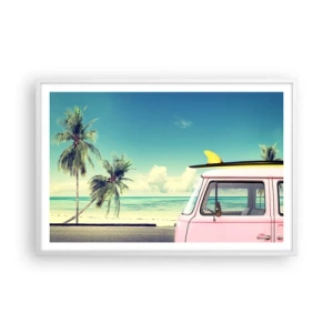 Poster in einem weißen Rahmen - Zeit um in die Ferien zu starten - 91x61 cm