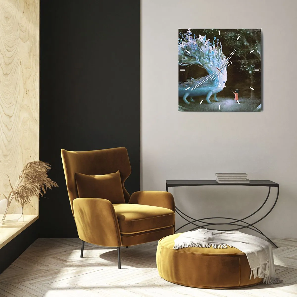 Wanduhr - Glasuhr - Fantastisches Treffen - 40x40 cm