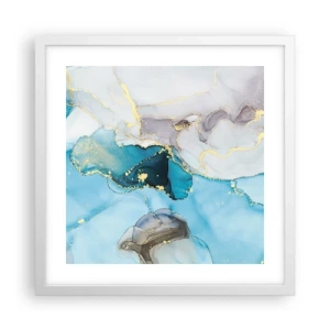 Poster in einem weißen Rahmen - Eine Studie über das Zusammentreffen von Grau und Türkis - 40x40 cm