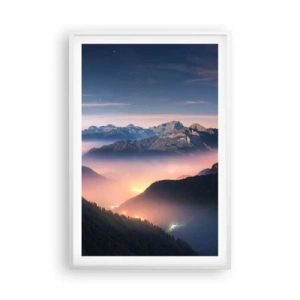 Poster in einem weißen Rahmen - Licht in den Tälern - 61x91 cm