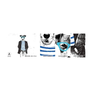 Fototapeten Muster Selbstklebend Deluxe Sticker - Auf den Charme des Hundes - Abstraktion, Mann, Hund - 100x30 cm