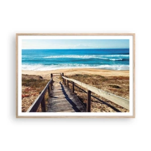 Poster in einem Rahmen aus heller Eiche - Lauf! - 100x70 cm