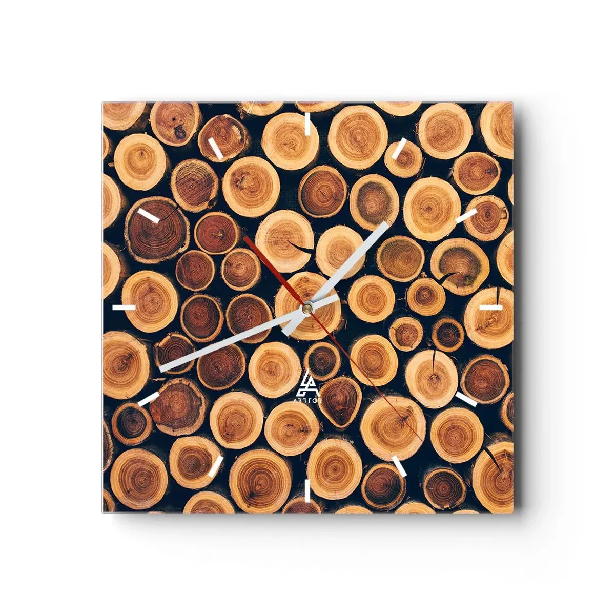 Wanduhr - Glasuhr - Muster aus Querschnitten von Holzstämmen - 30x30cm - Wie alt sehe ich aus? - Moderne Wanddekoration für Wohnzimmer und Schlafzimmer ARTTOR