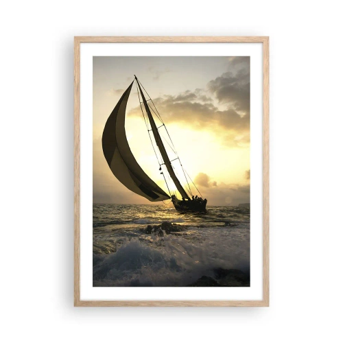 Poster in einem Rahmen aus heller Eiche - Mit dem Wind und gegen den Wind - 50x70 cm