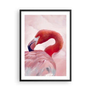 Poster in einem schwarzem Rahmen - Rosa Flamingo auf hellem Hintergrund - 50x70cm - Vogel Schönheit - Moderne Wanddekoration für Wohnzimmer und Schlafzimmer ARTTOR