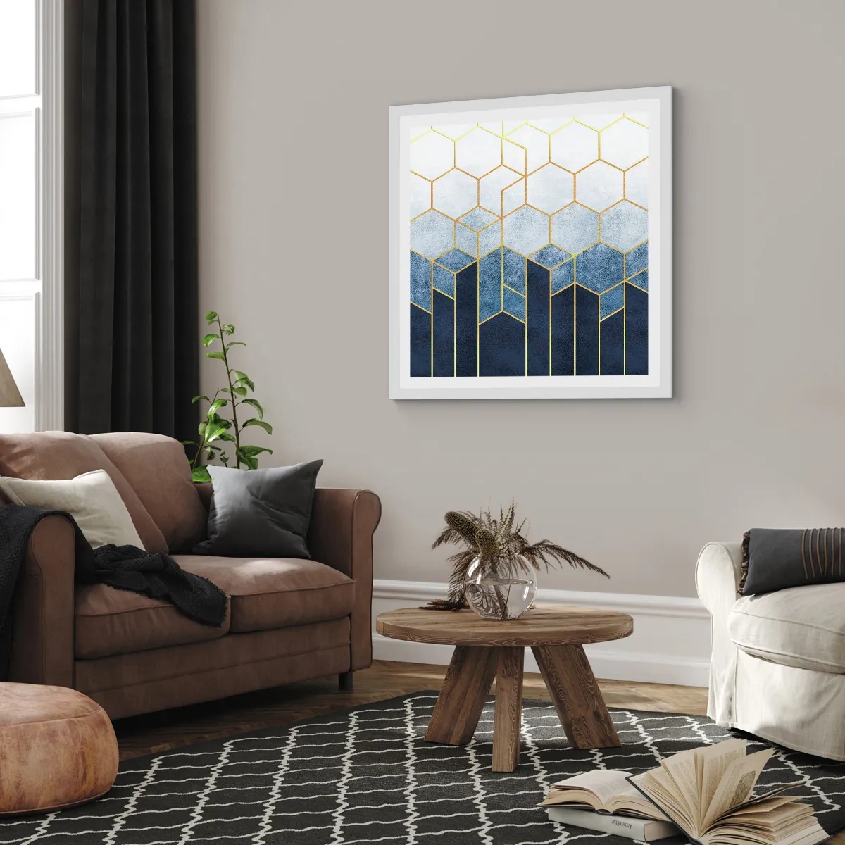 Poster in einem weißen Rahmen - Komposition im synkopischen Rhythmus - 30x30 cm