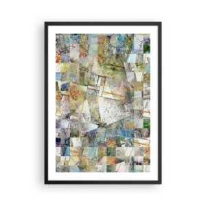 Poster in einem schwarzem Rahmen - Ein abstraktes Mosaik aus geometrischen Formen in Erdtönen. - 50x70cm - Geometrische Mischung - Moderne Wanddekoration für Wohnzimmer und Schlafzimmer ARTTOR