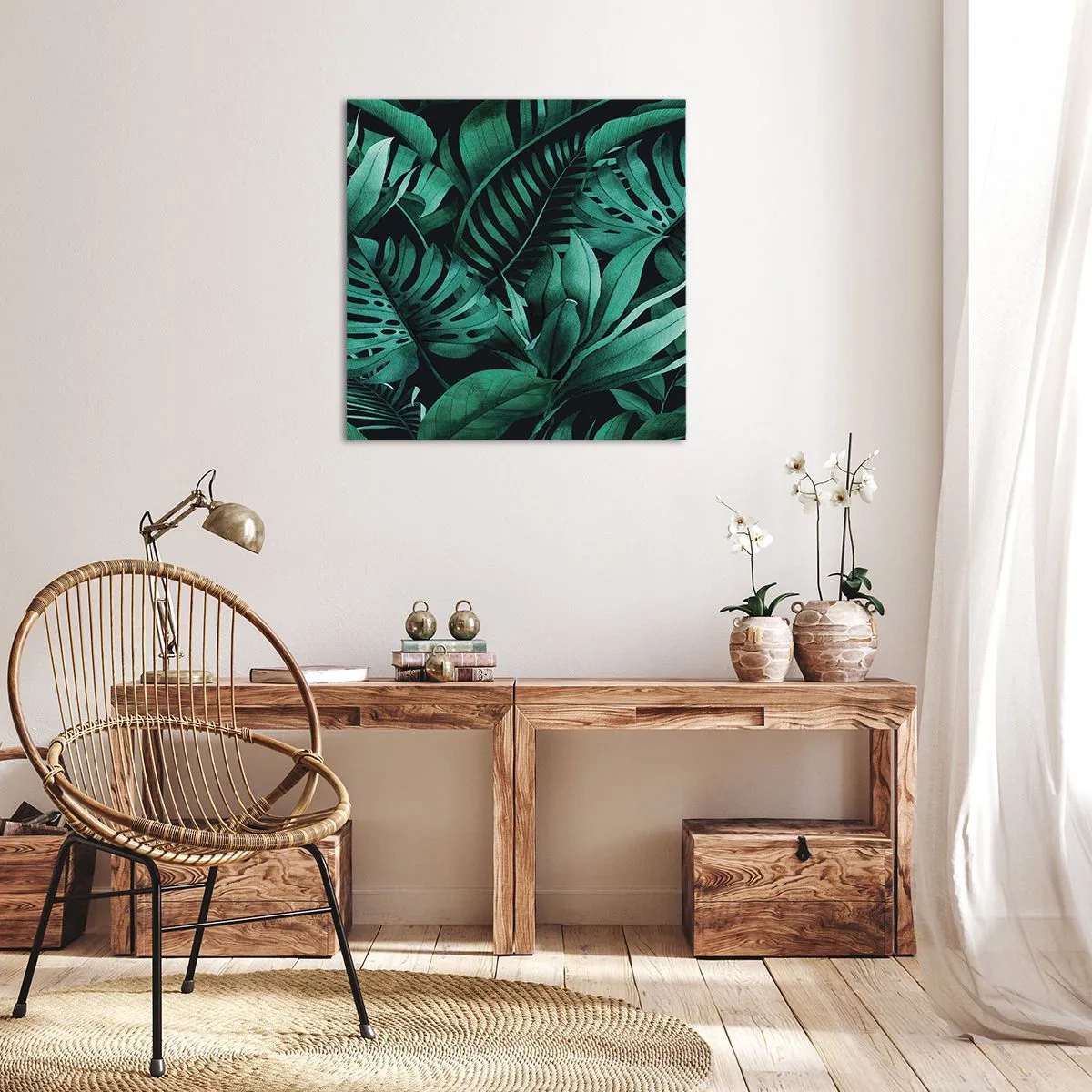 Bild auf Leinwand - Leinwandbild - Die Tiefe des tropischen Grüns - 50x50 cm