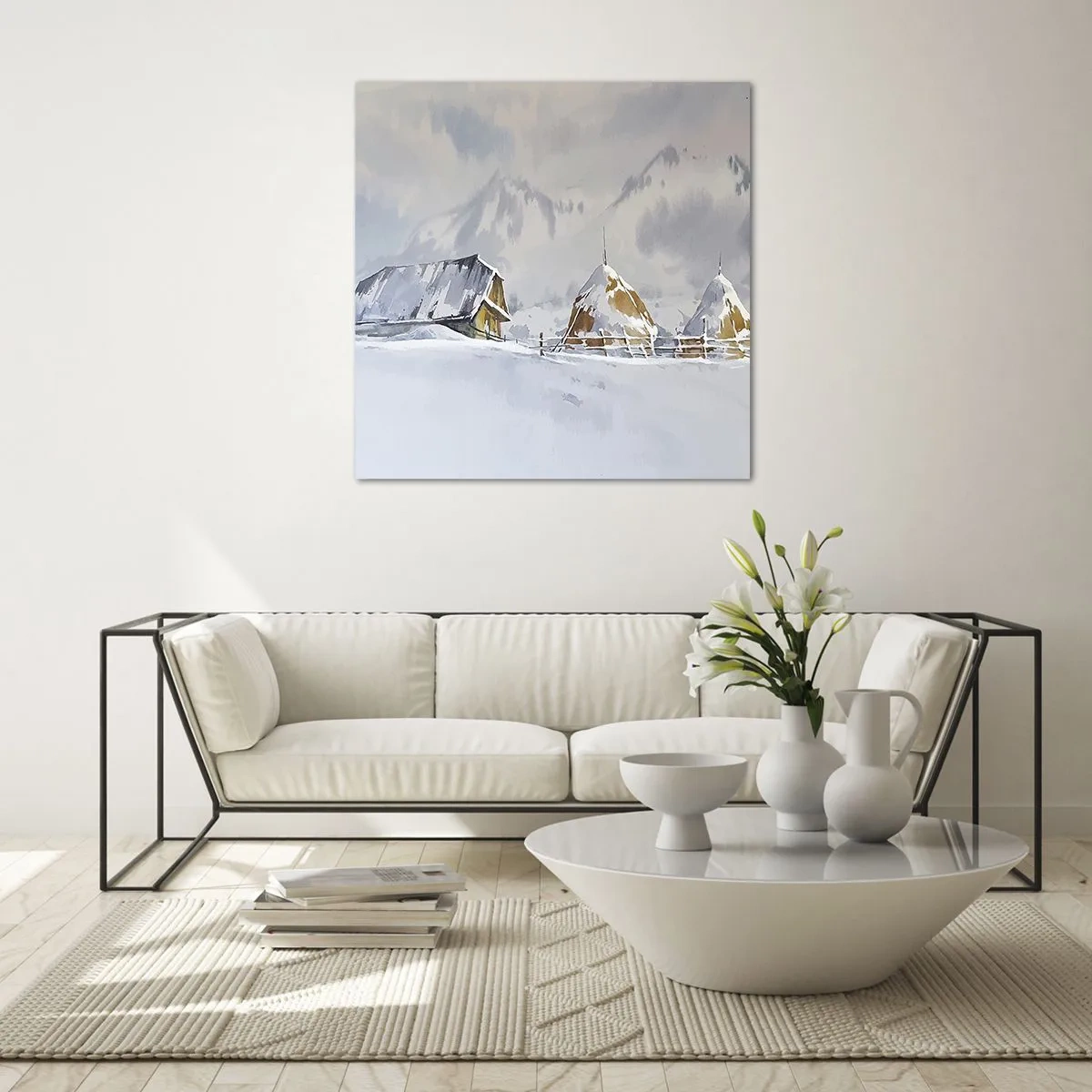 Glasbild - Bild auf glas - In einem verschneiten Talkessel - 60x60 cm