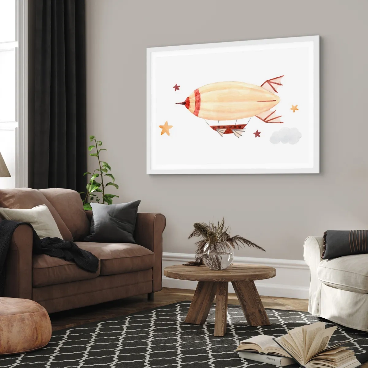 Poster in einem weißen Rahmen - Luftschiff - 100x70 cm