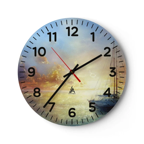 Wanduhr - Glasuhr - In einer goldenen Bucht - 30x30 cm