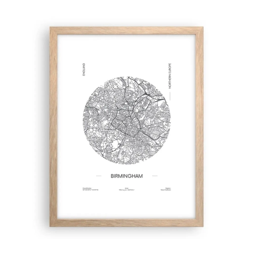 Poster in einem Rahmen aus heller Eiche - Anatomie von Birmingham - 30x40 cm