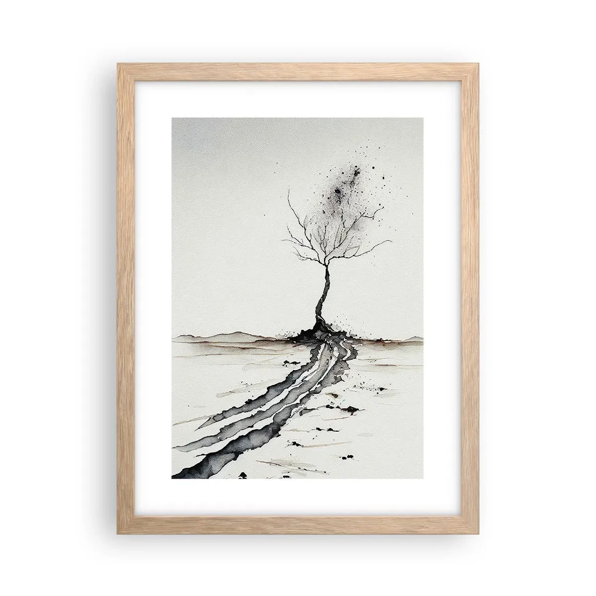 Poster in einem Rahmen aus heller Eiche - Wintermelancholie - 30x40 cm