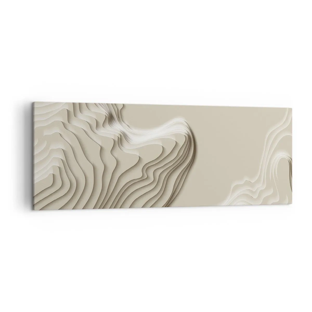 Bild auf Leinwand - Leinwandbild - Ein abstraktes Muster in Beigetönen mit linearer Wirkung. - 140x50cm - Topographie der Kunst - Moderne Wanddekoration für Wohnzimmer und Schlafzimmer ARTTOR